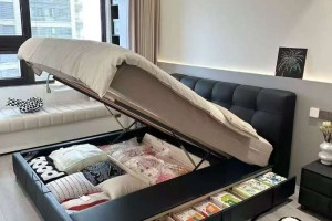 帶抽屜帶儲(chǔ)物箱體頭層牛皮大床